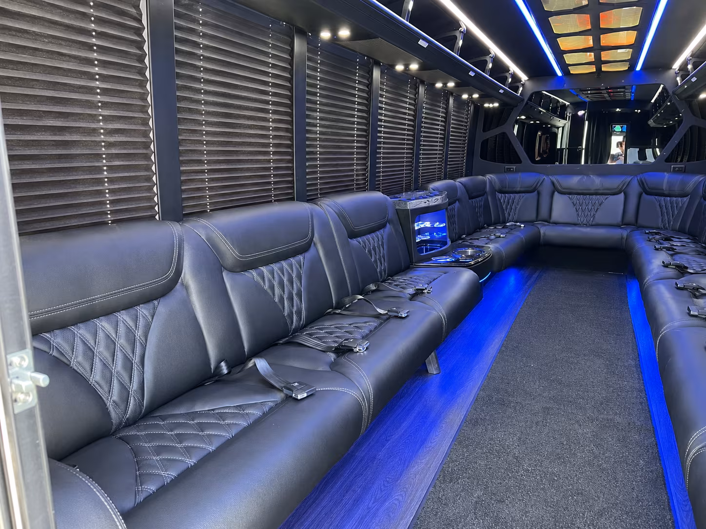 Austin Birthday, Sweet 16, & Quinceañera Transportation party bus interior