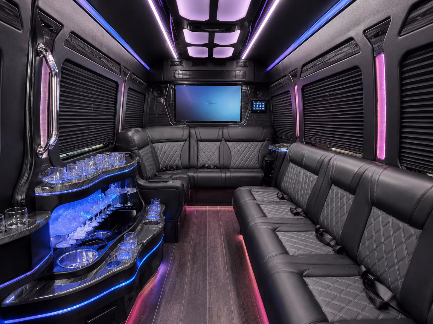 Austin School Event Transportation party bus interior
