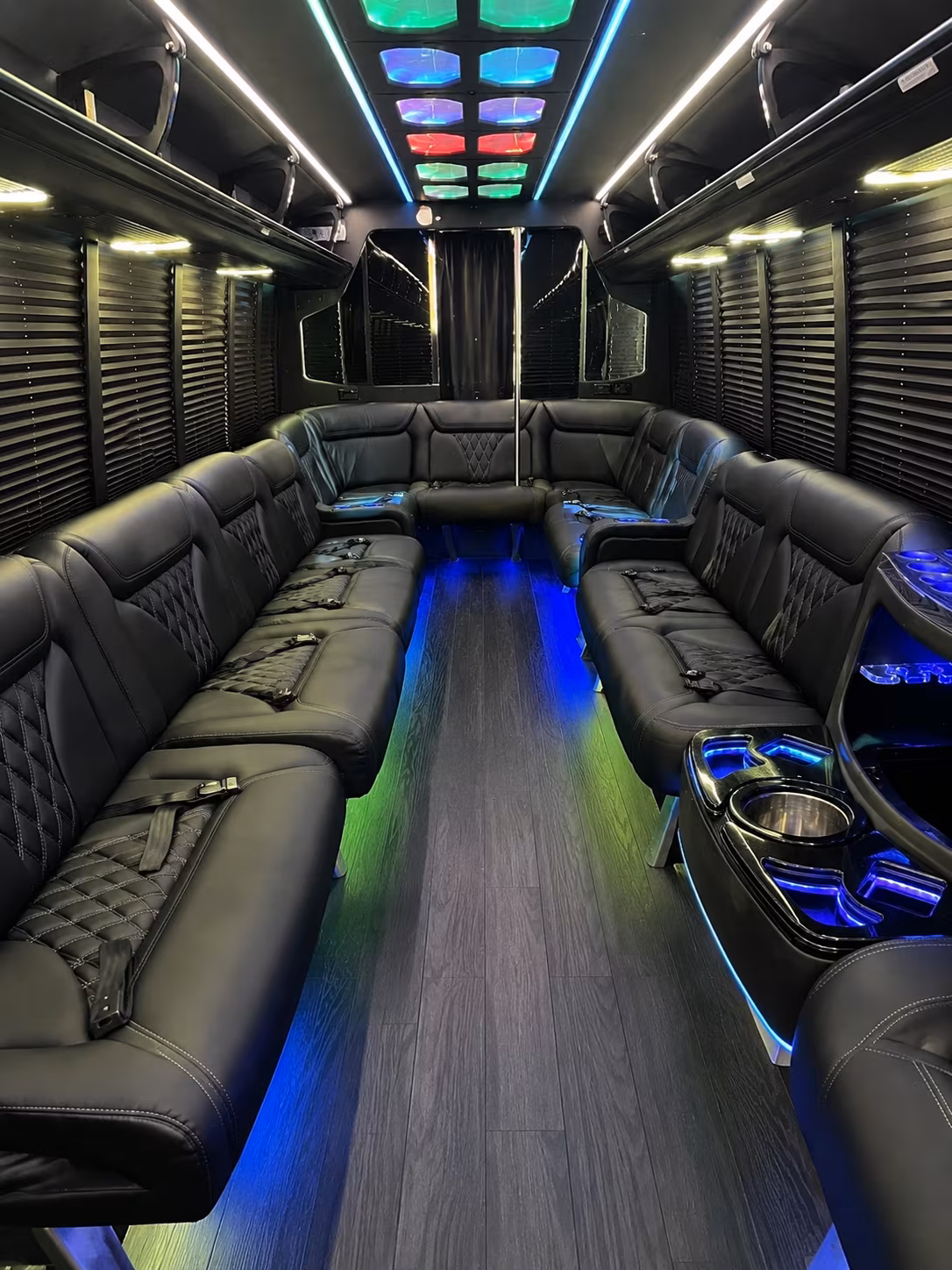 White party bus exterior
