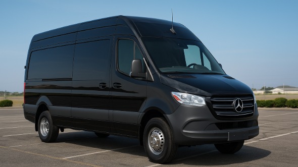 Exterior of Austin Party Bus Company's 14 Passenger Sprinter Limousine in Austin