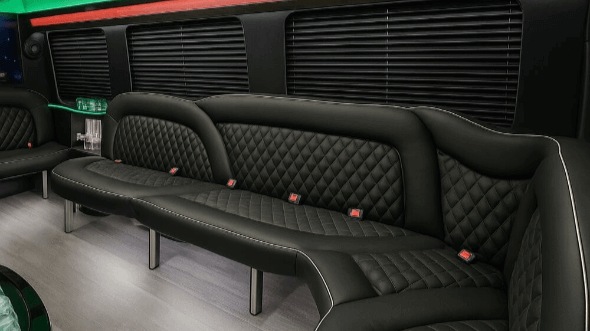 Interior of Charter Bus Company Houston's 14 Passenger Sprinter Limousine in Houston