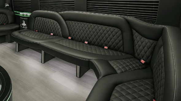 Interior of Charter Bus Company Round Rock's 14 Passenger Sprinter Limousine in Round Rock