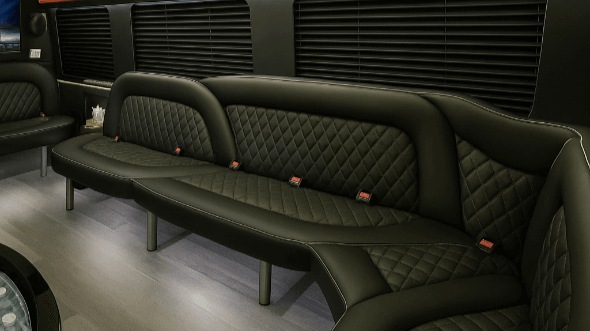 Interior of Austin Party Bus Company's 15 Passenger Party Bus in Austin