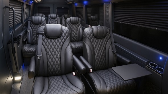 Interior of Charter Bus Company Austin's 18 Passenger Minibus in Austin