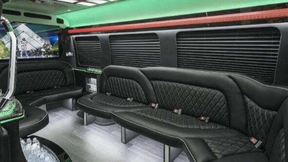 Interior of Austin Party Bus Company's 18 Passenger Party Bus in Austin