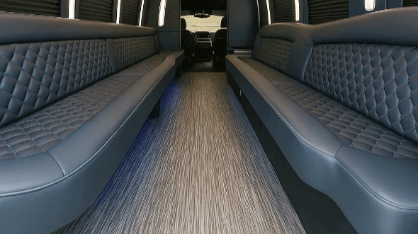 Interior of Austin Party Bus Company's 20 Passenger Party Bus in Austin