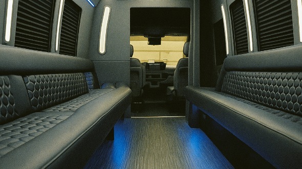 Interior of Charter Bus Company Killeen's 20 Passenger Party Bus in Killeen