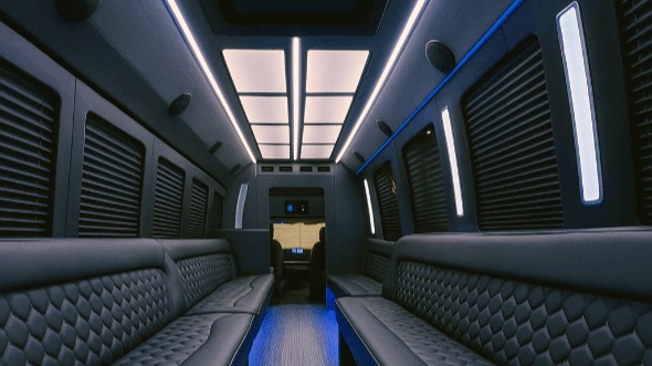 Interior of Austin Party Bus Company's 25 Passenger Party Bus in Austin