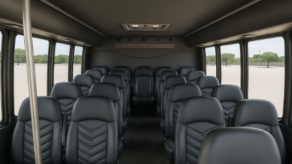 Interior of Charter Bus Company Austin's 28 Passenger Minibus in Austin