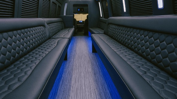 Interior of Austin Party Bus Company's 28 Passenger Party Bus in Austin
