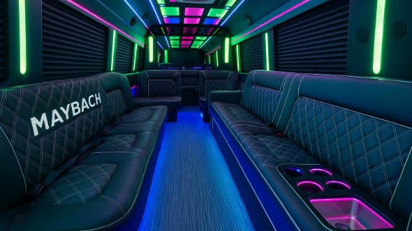 Interior of Charter Bus Company Dallas's 28 Passenger Party Bus in Dallas