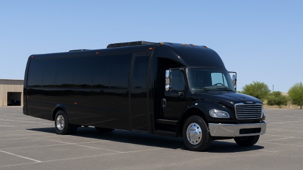 Exterior of Charter Bus Company Round Rock's 28 Passenger Party Bus in Round Rock