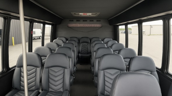Interior of Charter Bus Company Austin's 30 Passenger Minibus in Austin
