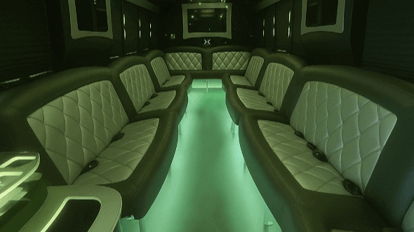 Interior of Austin Party Bus Company's 30 Passenger Party Bus in Austin
