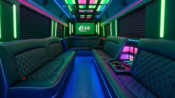 Interior of Charter Bus Company Dallas's 30 Passenger Party Bus in Dallas