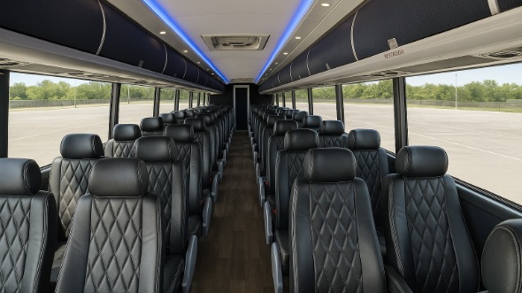 Interior of Charter Bus Company Austin's 40 Passenger Charter Bus in Austin