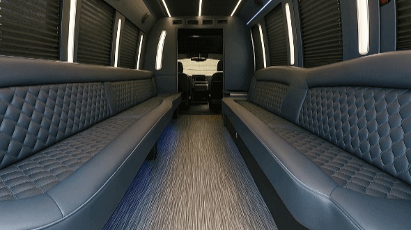 Interior of Austin Party Bus Company's 40 Passenger Party Bus in Austin