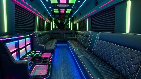 Interior of Charter Bus Company Dallas's 40 Passenger Party Bus in Dallas