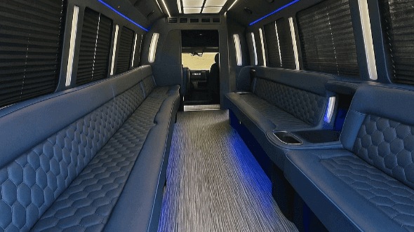 Interior of Charter Bus Company Round Rock's 40 Passenger Party Bus in Round Rock