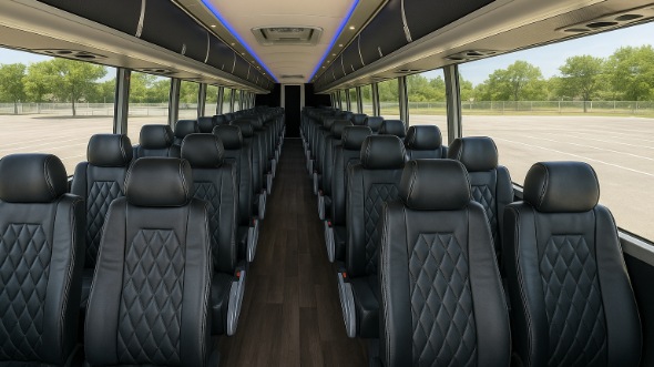 Interior of Charter Bus Company Austin's 44 Passenger Charter Bus in Austin