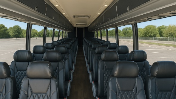 Interior of Charter Bus Company Austin's 45 Passenger Charter Bus in Austin