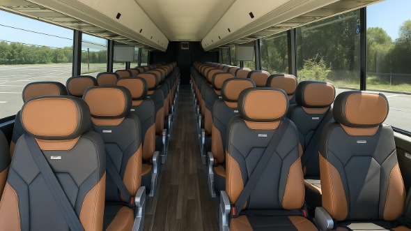 Interior of Charter Bus Company Austin's 48 Passenger Charter Bus in Austin