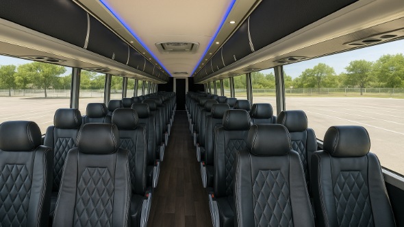 Interior of Charter Bus Company Austin's 51 Passenger Charter Bus in Austin