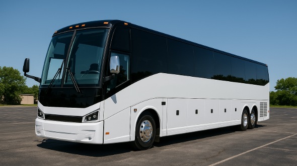 Exterior of Charter Bus Company Austin's 55 Passenger Charter Bus in Austin