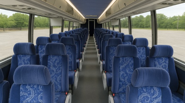 Interior of Charter Bus Company Austin's 56 Passenger Charter Bus in Austin