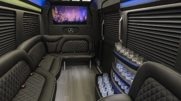 austin 18 passenger party bus inside