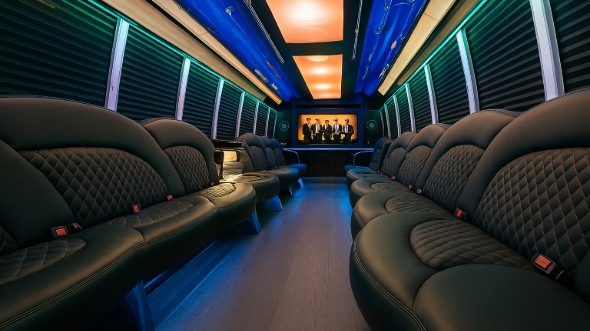 austin 25 passenger party bus inside