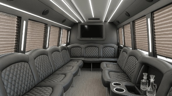 austin 40 passenger party bus inside